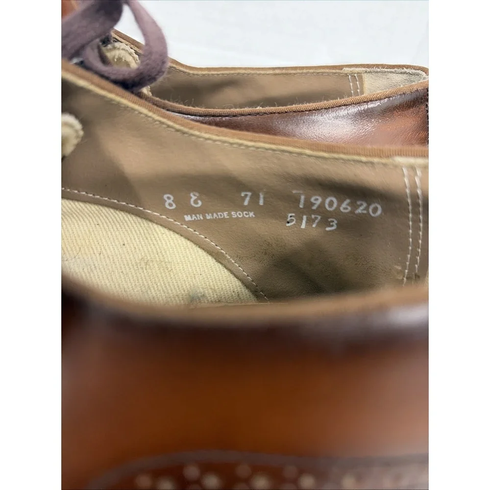Vintage 1973 Vulcan Men's Brown Leather Shoes Size 8 E Wide vintage Made in USA